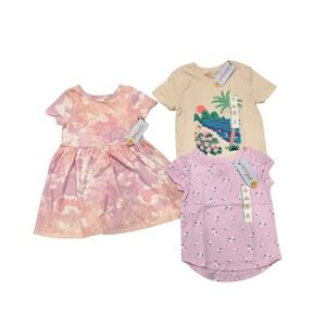 NWT Lot Of 3 Cat And Jack 1 Dress And Two Tops Short Sleeve Girls 4T